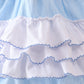 Blue Bow Smocked Embroidered Jacquard Bubble