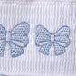 Blue Bow Smocked Embroidered Jacquard Dress