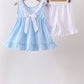 Blue Bow Smocked Embroidered Jacquard Set