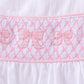 White Bow Smocked Jacquard Dress