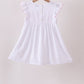 White Bow Smocked Jacquard Dress