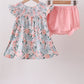Pink Floral Smocked Bloomer Set