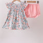 Pink Floral Smocked Bloomer Set