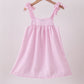 Pink stripe seersucker strawberry smocked dress