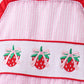 Pink stripe seersucker strawberry smocked one-piece swimsuit