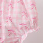 Pink bow print scalloped bloomer set