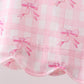 Pink bow print scalloped ruffle shorts set