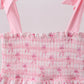 Pink bow smocked ruffle dress