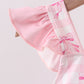 Pink bow print ruffle one-piece swimsuit