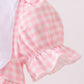 Pink Gingham Animal Embroidered Bubble