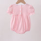 Pink Gingham Animal Embroidered Bubble