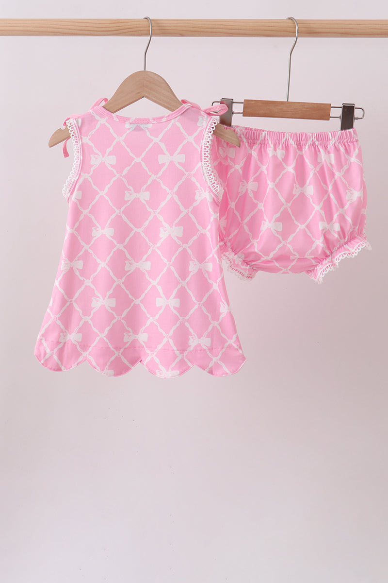 Pink Bow Bloomer Set