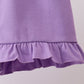 Purple floral embroidery gingham ruffle shorts set
