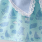 Blue beach print bow ruffle shorts set