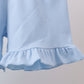 Blue beach print bow ruffle shorts set