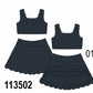 Black Scalloped Yoga Skorts Set