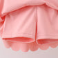 Pink Scalloped Yoga Skorts Set