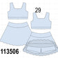 Blue Scalloped Yoga Skorts Set