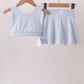 Blue Scalloped Yoga Skorts Set