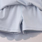 Blue Scalloped Yoga Skorts Set