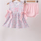 Pink Floral Applique Bow Bloomer Set