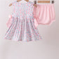 Pink Floral Applique Bow Bloomer Set