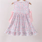 Pink Floral Bow Applique Bow Dress