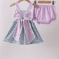 Purple floral print bow bloomer set