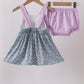 Purple floral print bow bloomer set
