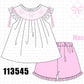 Pink Bow Smocked Swiss Dot Shorts Set