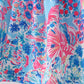 Pink tropical floral print ruffle bow bloomer set