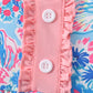 Pink tropical floral print ruffle bow bloomer set