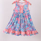 Pink tropical floral print ruffle dress