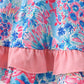 Pink tropical floral print ruffle dress
