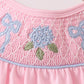 Pink Hydrangea Bow Smocked Bubble