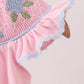 Pink Hydrangea Bow Smocked Bubble