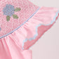 Pink Hydrangea Bow Smocked Dress