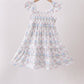 Blue Floral Ruffle Dress