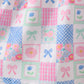 Green Bow Embroidered Checkered Dress