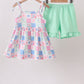 Green Bow Checkered Ruffle Shorts Set