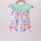 Green Bow Embroidered Checkered Bubble