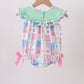 Green Bow Embroidered Checkered Bubble