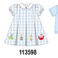 Blue Apple Embroidered Gingham Dress