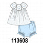 Blue Floral Embroidered Bloomer Set