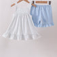 Blue Floral Embroidered Ruffle Shorts Set