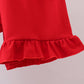 Blue School Bus Smocked Ruffle Shorts Set