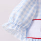 Blue School Bus Smocked Ruffle Shorts Set