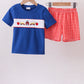 Navy School Bus Smocked Gingham Shorts Set