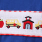 Navy School Bus Smocked Gingham Shorts Set