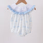 Blue Sailboat Smocked Ruffle Bubble